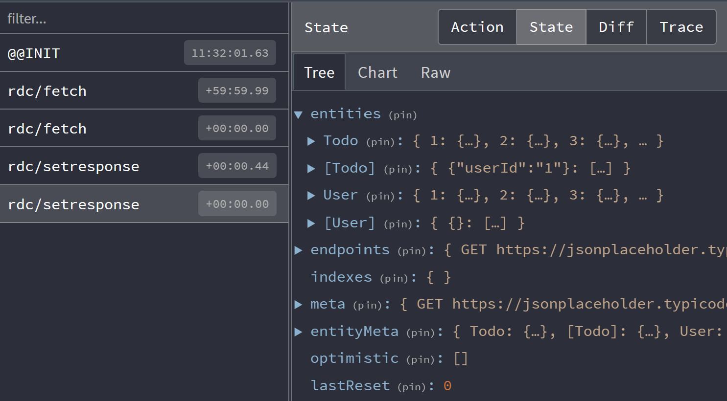 Inspetor de estado das devtools